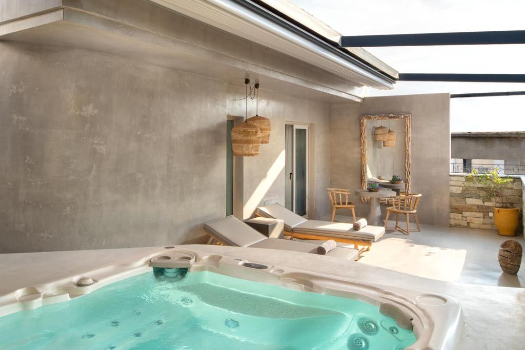 luxury boutique hotel in Rhodes, Greece. Suite with hot tub.