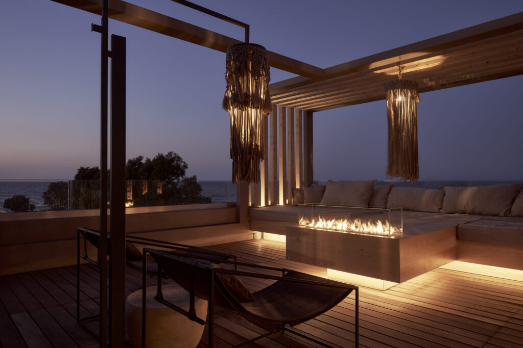 Nema Crete luxury and boutique hotel rooftop open fire