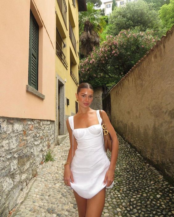 white corset top mini dress outfit 